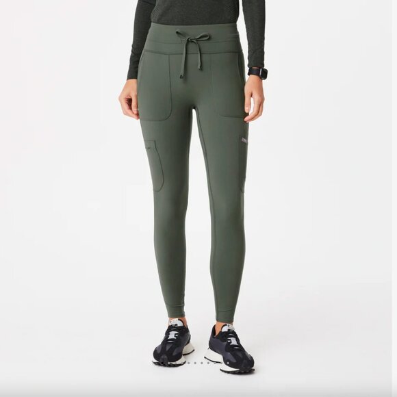 Figs Pants - Figs High Waisted Seville ScrubLegging Moss green large Tapered Fit legging